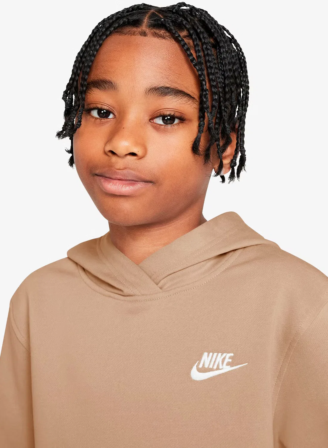 Худи из флиса с капюшоном Club Fleece Nike, льняной — фото 3
