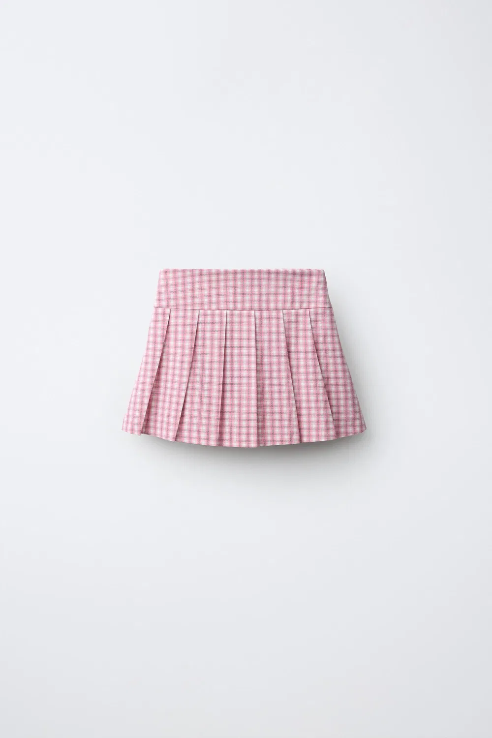Плиссированная клетчатая юбка ZARA, Pink/White — фото 2