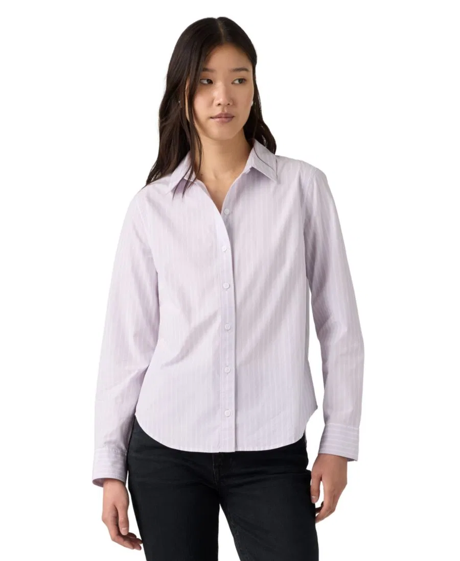 Женская классическая рубашка из поплина с длинным рукавом Carlile Classic Poplin Long-Sleeve Shirt Levi's, Helle Stri — фото 4