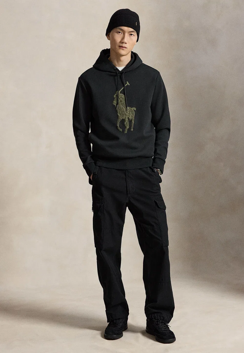 Толстовка с капюшоном из двойной вязки с изображением большого пони Polo Ralph Lauren, Polo Black — фото 2