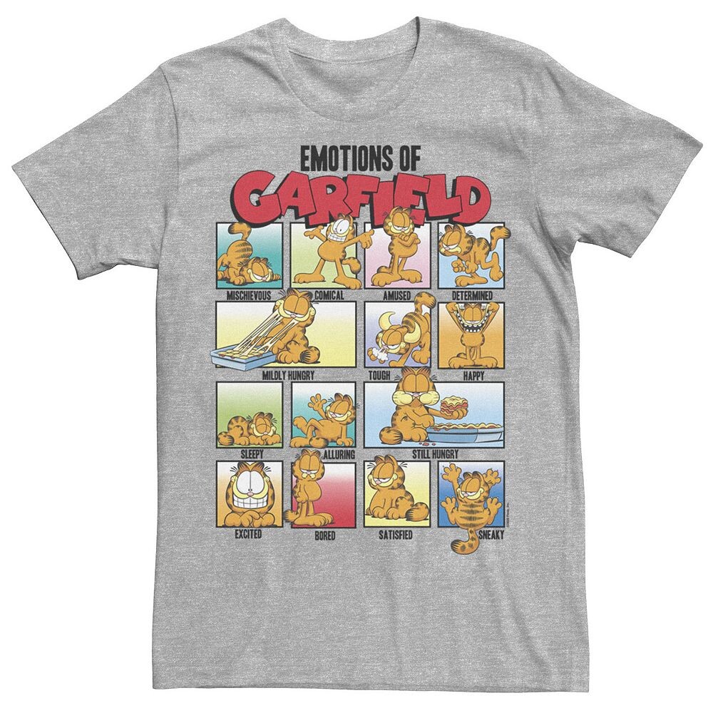 

Мужская футболка с плакатом Garfield Emotions Of Garfield Licensed Character, цвет Athletic Heather