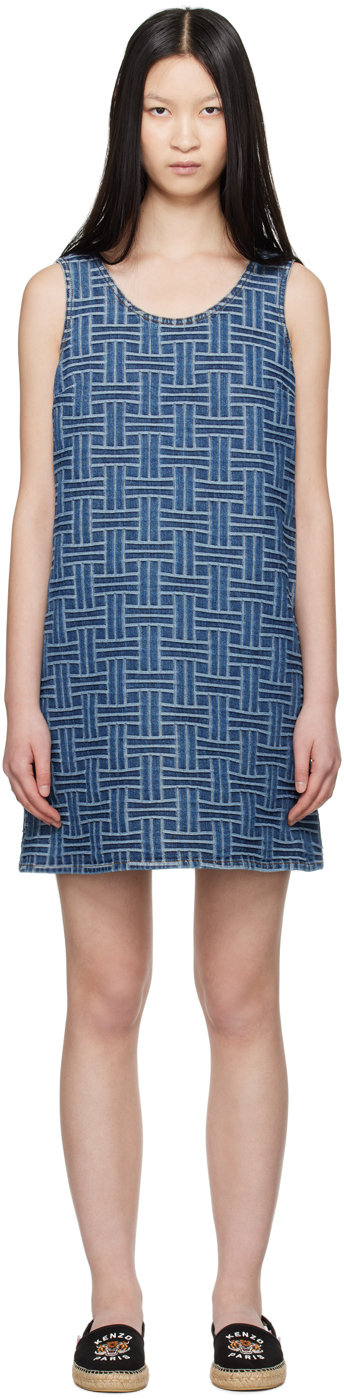 

Мини-платье из денима Blue Paris с тремя отверстиями Kenzo