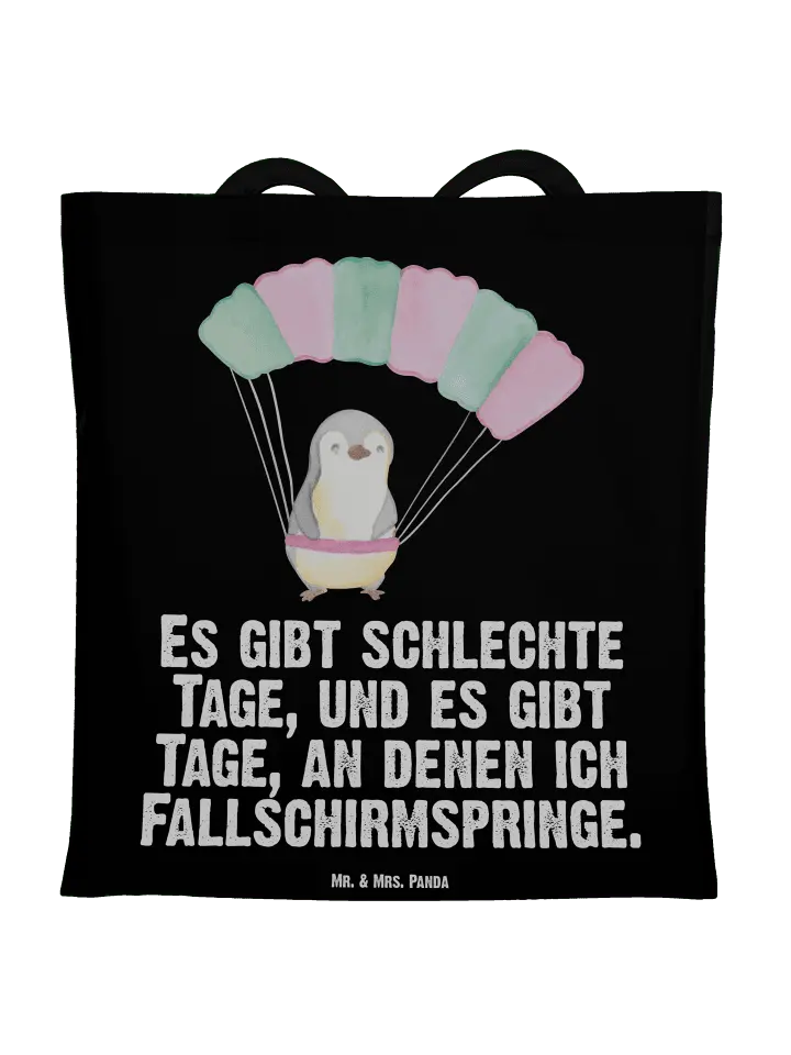 

Сумка для переноски Mr & Mrs Panda Pinguin Fallschirm springen, черный
