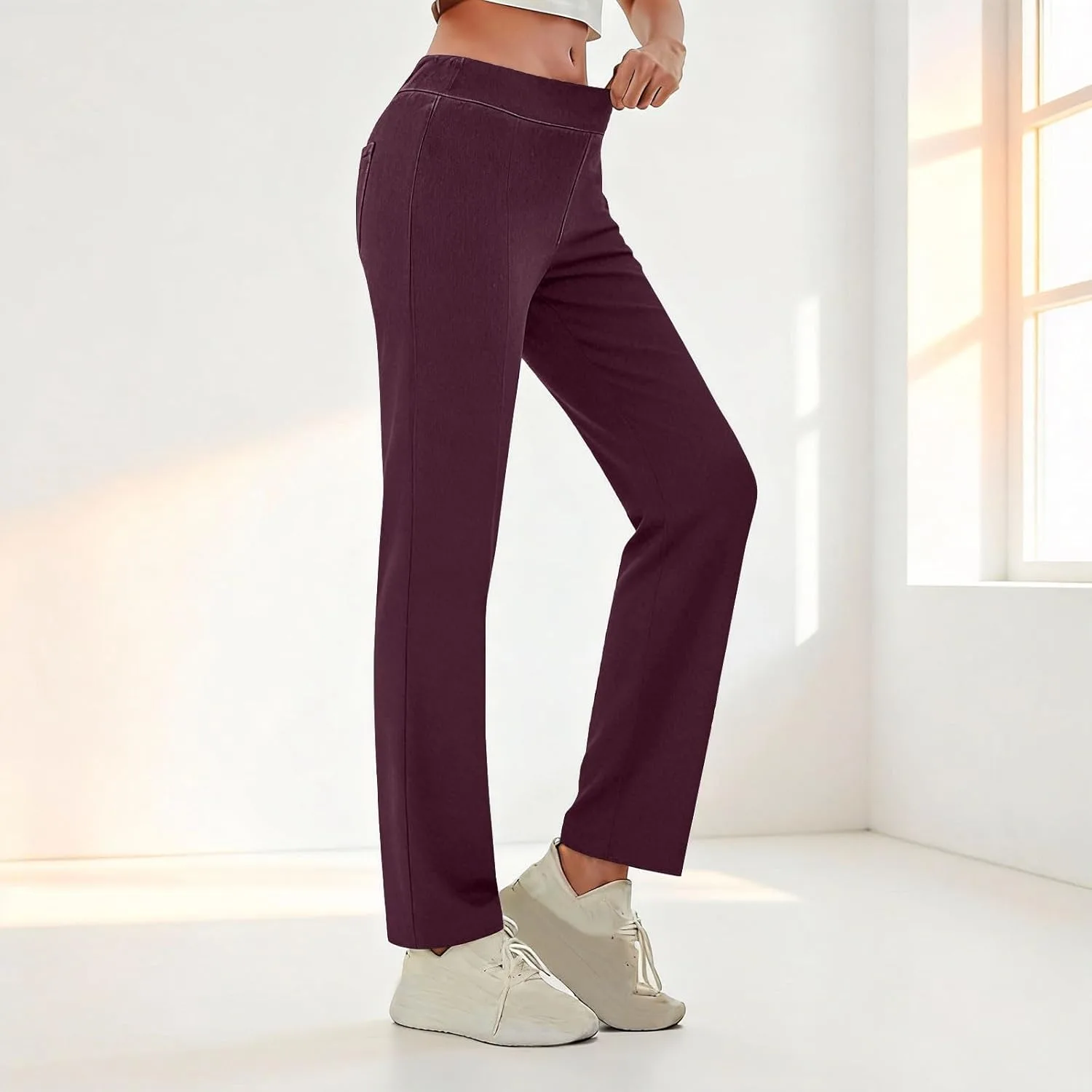 Женские джинсы Stretchy High Waisted Straight Leg для йоги и уличного стиля — фото 2