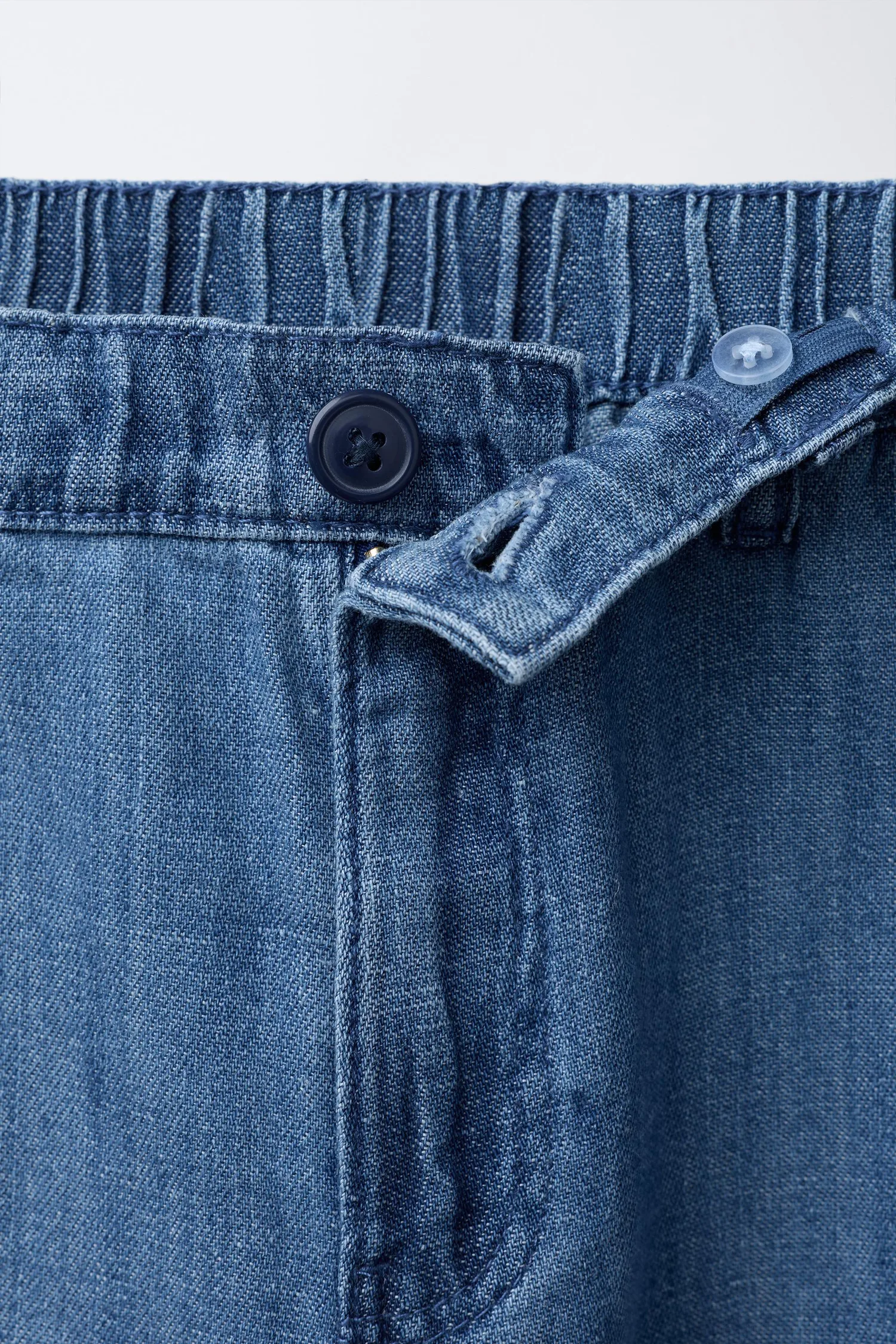 Джинсы из хлопка и льна с широкими штанинами Zara, синий — фото 3