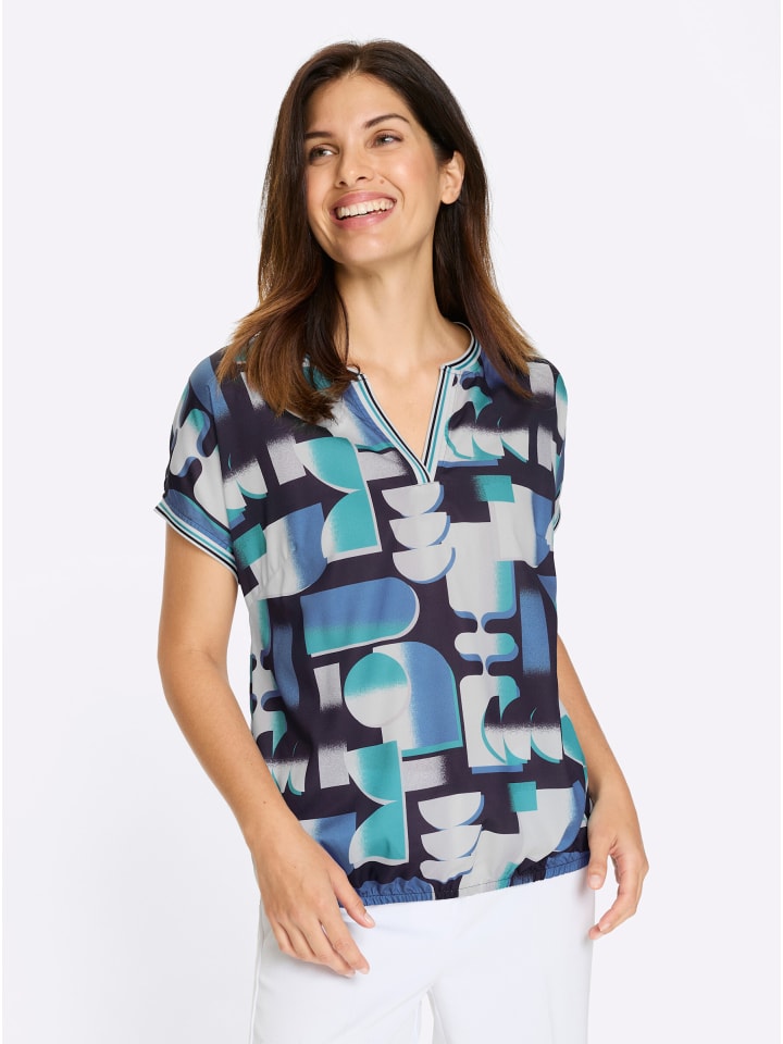 

Блузка-слипон с принтом бирюзового и черного цветов Sieh an!