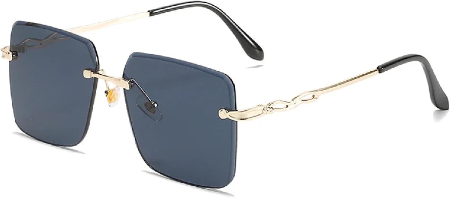 

Модные безободковые металлические солнцезащитные очки для женщин и мужчин, винтажные трендовые очки для путешествий, уличной фотографии, солнцезащитные очки с защитой от УФ-излучения UV400 TKKTLLT, Gold Gray