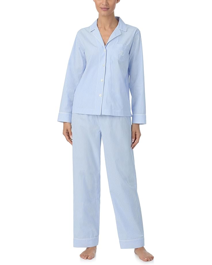

Пижама Lauren Ralph Lauren Cotton Woven Long, цвет Blue Stripe