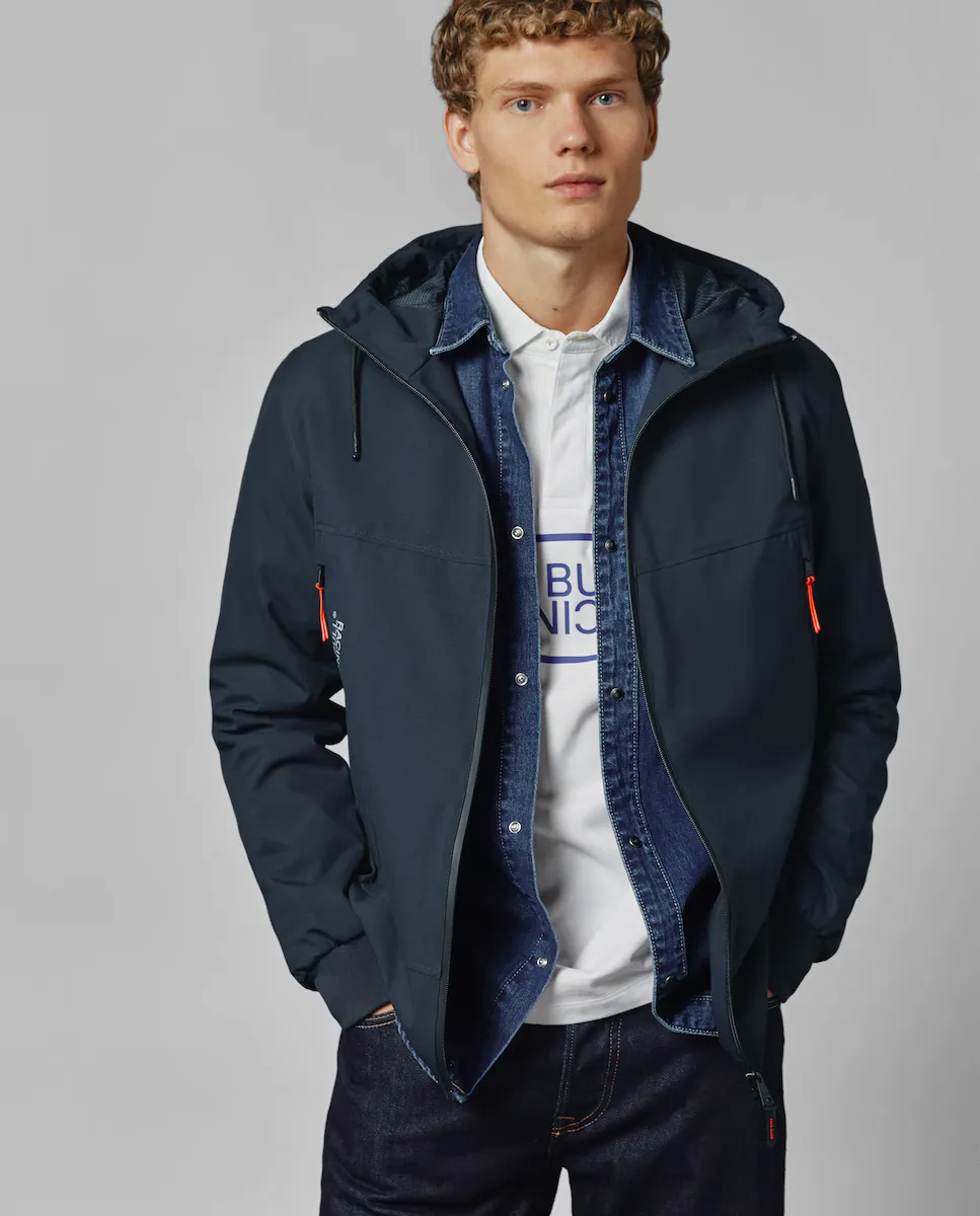 

Мужская куртка на молнии и регулируемым капюшоном Pepe Jeans, темно-синий