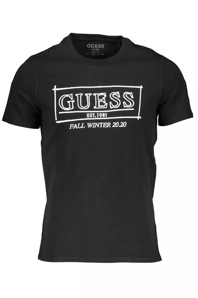 

Черная хлопковая мужская футболка Guess Shoes