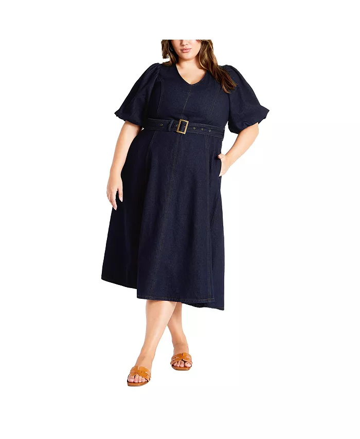 

Джинсовое платье миди Plus Size Delilah CITY CHIC, синий