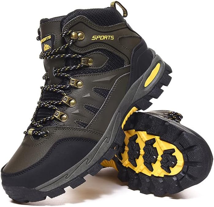 

Мужские походные ботинки Hhhchpm, водонепроницаемые походные ботинки для кемпинга и прогулок по тропам, прочные нескользящие высокие походные обувь для любителей приключений, зеленый