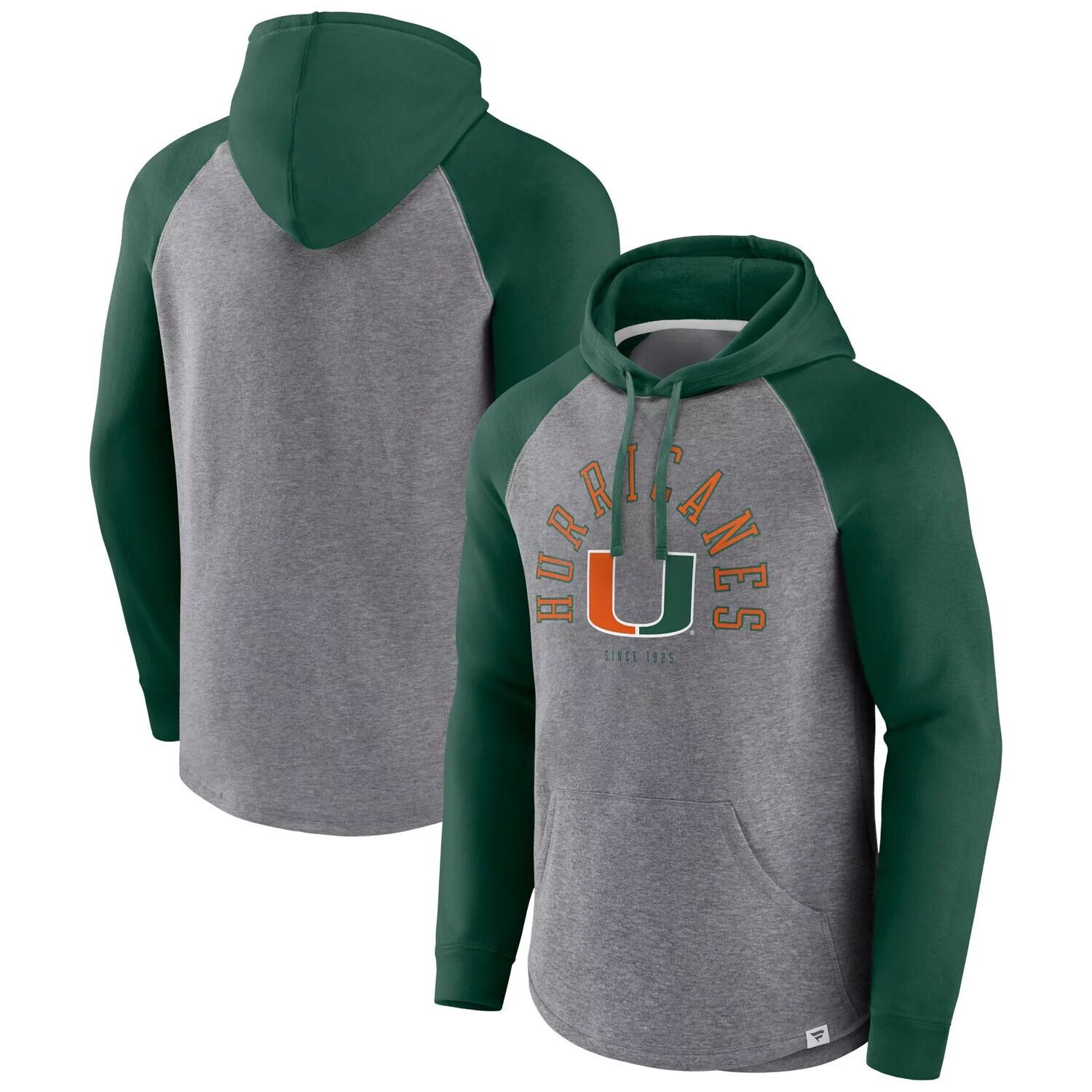 

Мужской фирменный пуловер с капюшоном зеленого цвета/серого вереска Miami Hurricanes с запахом и пуловером реглан Fanatics, Зеленый, Мужской фирменный пуловер с капюшоном зеленого цвета/серого вереска Miami Hurricanes с запахом и пуловером реглан Fanatics