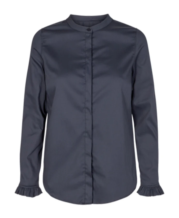 

Рубашка темно-синего цвета с планкой на пуговицах спереди. Mos Mosh, синий