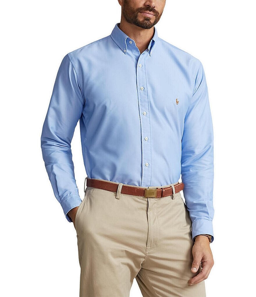 

Однотонная оксфордская рубашка Polo Ralph Lauren Big & Tall Performance из эластичной ткани с длинными рукавами, синий