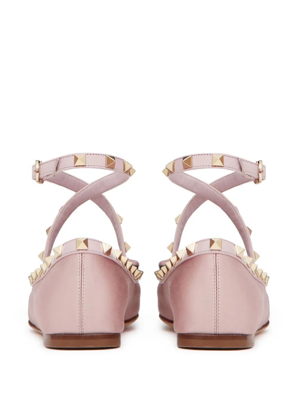 Атласные балетки с декором Rockstud VALENTINO GARAVANI, розовый — фото 3
