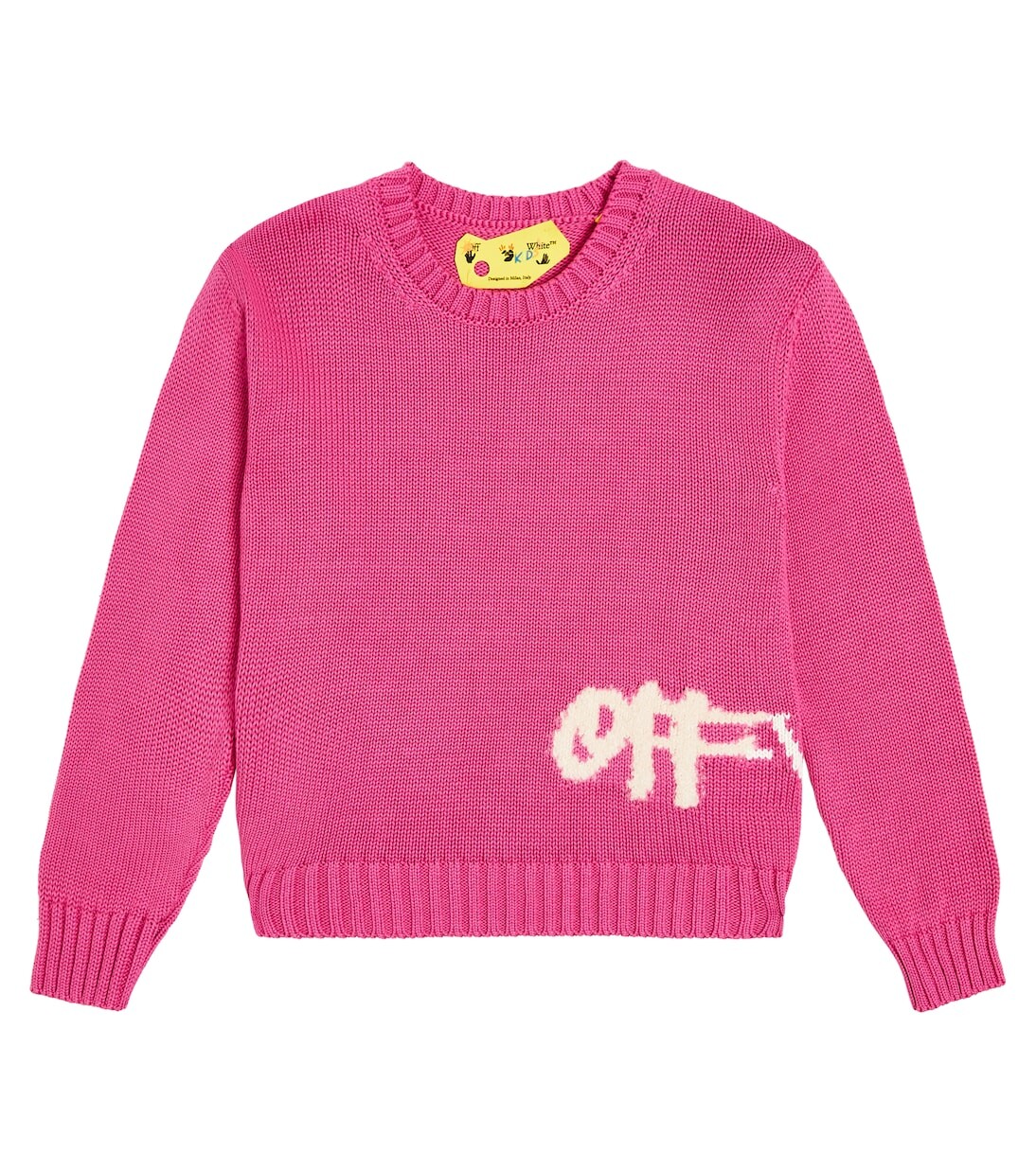 

Свитер с логотипом из смесового хлопка Off-White Kids, розовый