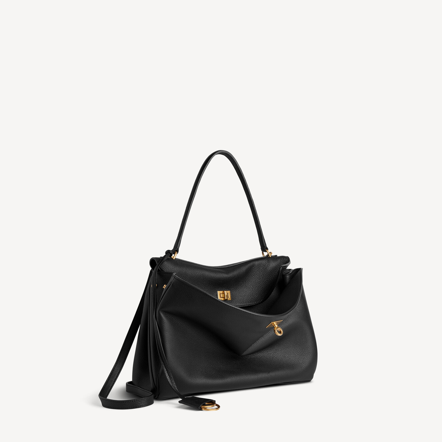 Женская сумка rodeo средняя из зернистой телячьей кожи в черном цвете BALENCIAGA, черный — фото 2