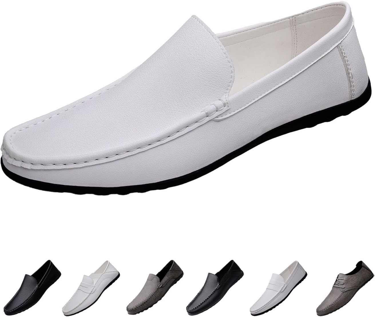 

Мужские слипоны для вождения, легкие с комфортом на весь день, нескользящая мягкая подошва, повседневные деловые оксфорды, лодочные туфли Moyowei, белый