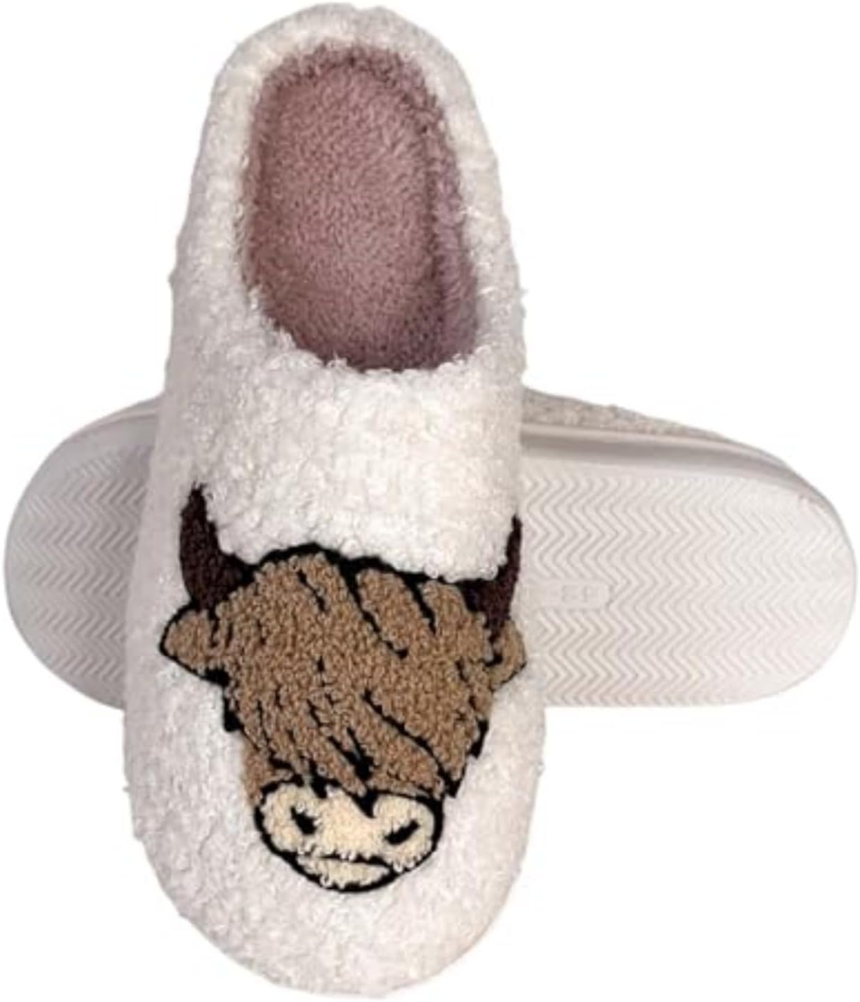 

Тапочки с коровой для женщин и мужчин, милые, пушистые, забавные, для офиса, недорогие, для дома и улицы, мягкие, теплые, с мультяшным рисунком, противоскользящие Elirar, белый