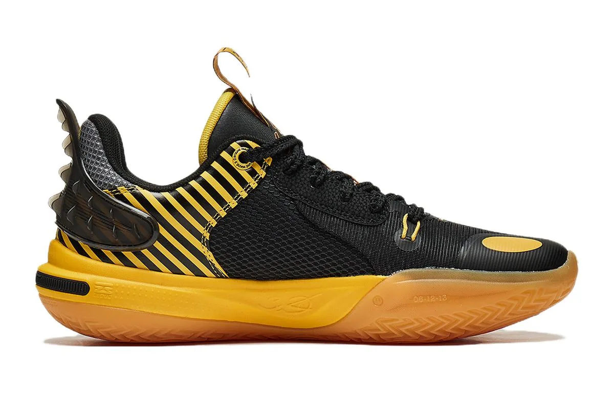 YOUNG Li-Ning YOUNG детские баскетбольные кроссовки низкие из искусственной кожи черно-желтые — фото 3