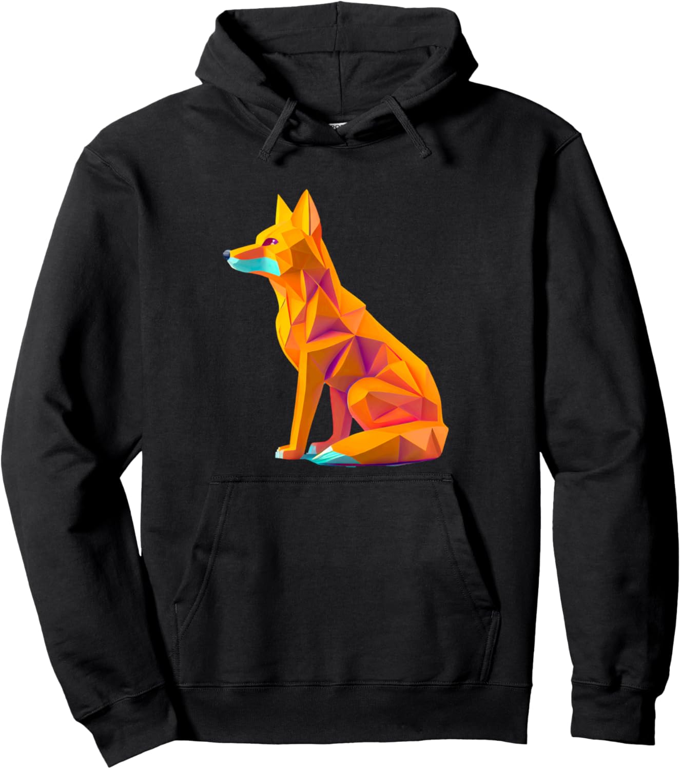 

Яркий рисунок лисы в геометрических многоугольных формах. Толстовка Geometric Polygon Animal Abstract Vibrant Fox Art, черный