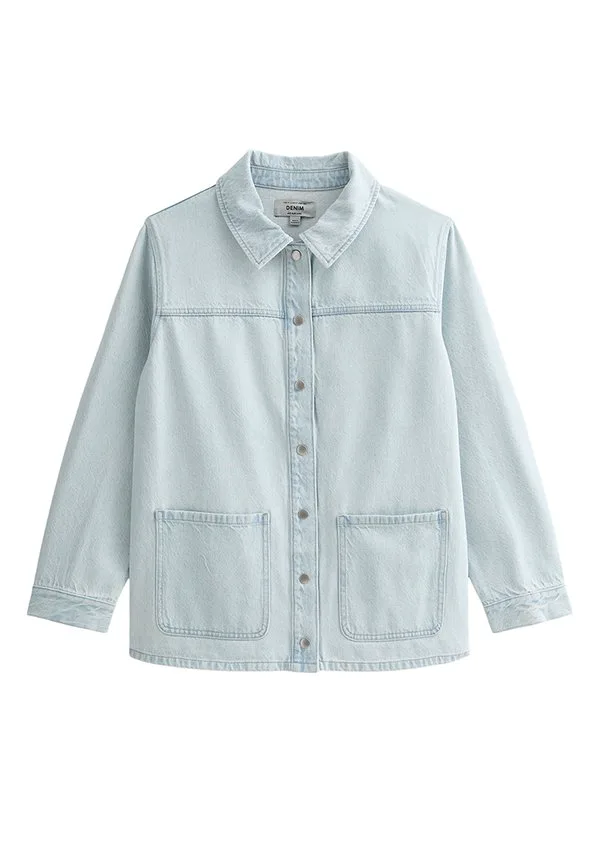 

Легкая блузка с пуговицами и изогнутыми линиями фигуры New Look Curves, Bright Blue