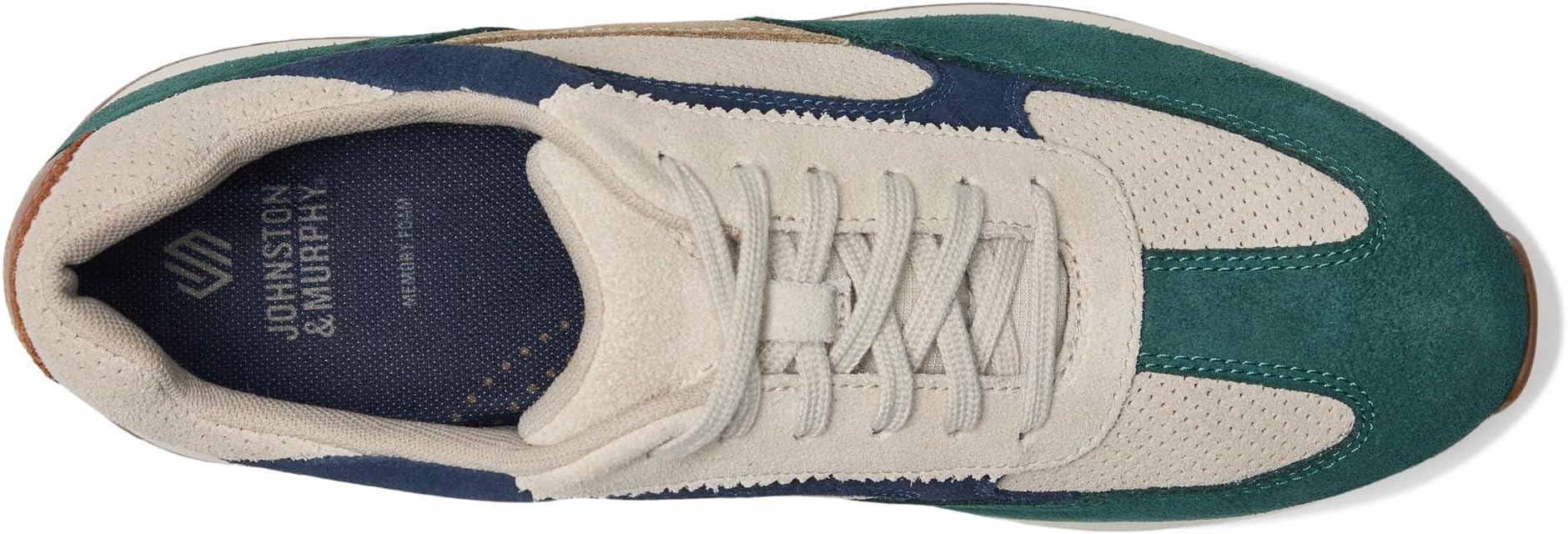 Кроссовки Johnston & Murphy Chase Perfed T-Toe, цвет Green/Beige/Navy Suede — фото 2
