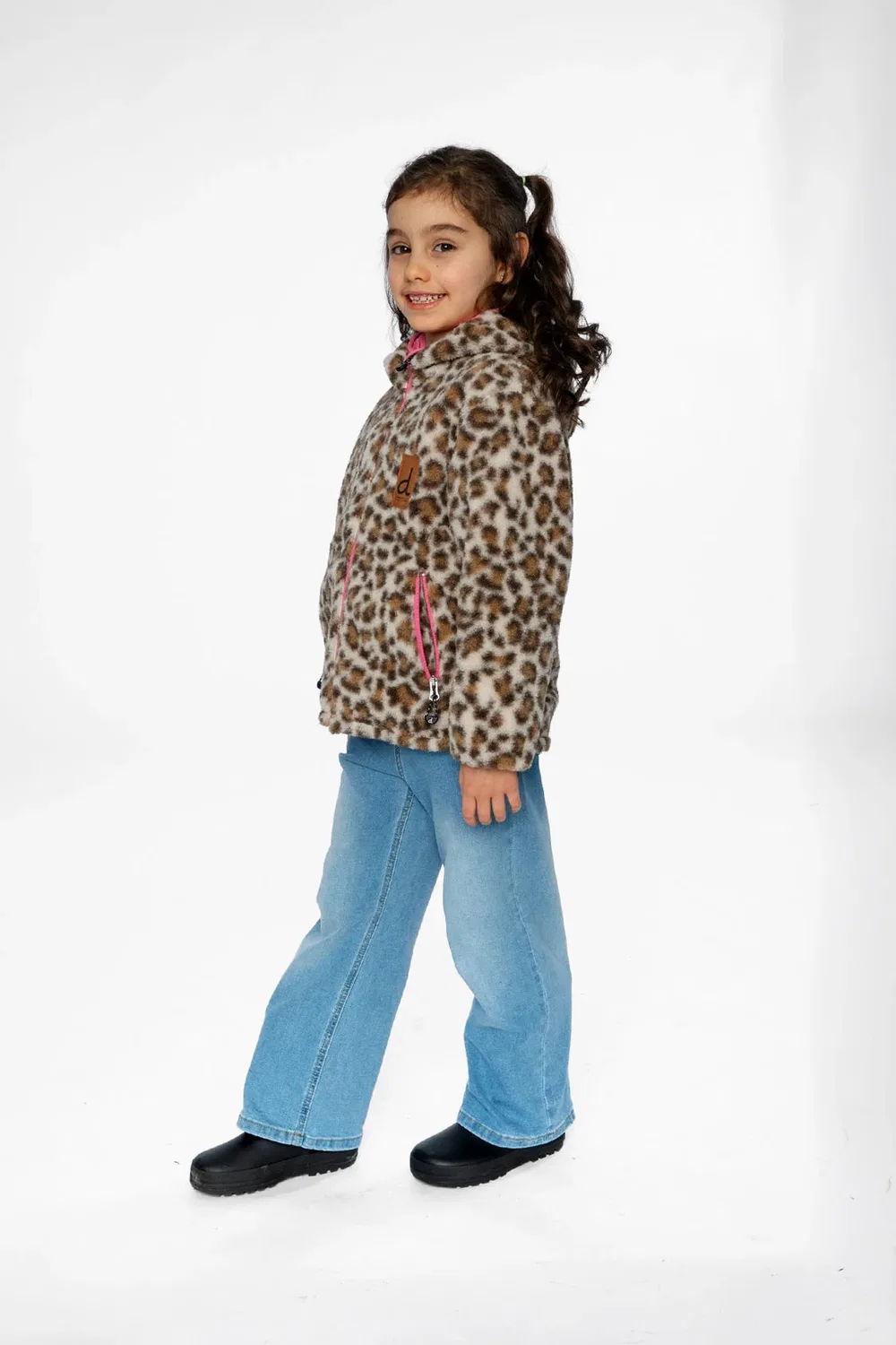 Детская куртка на молнии с капюшоном двусторонняя Deux par Deux, Pink and Leopard — фото 3