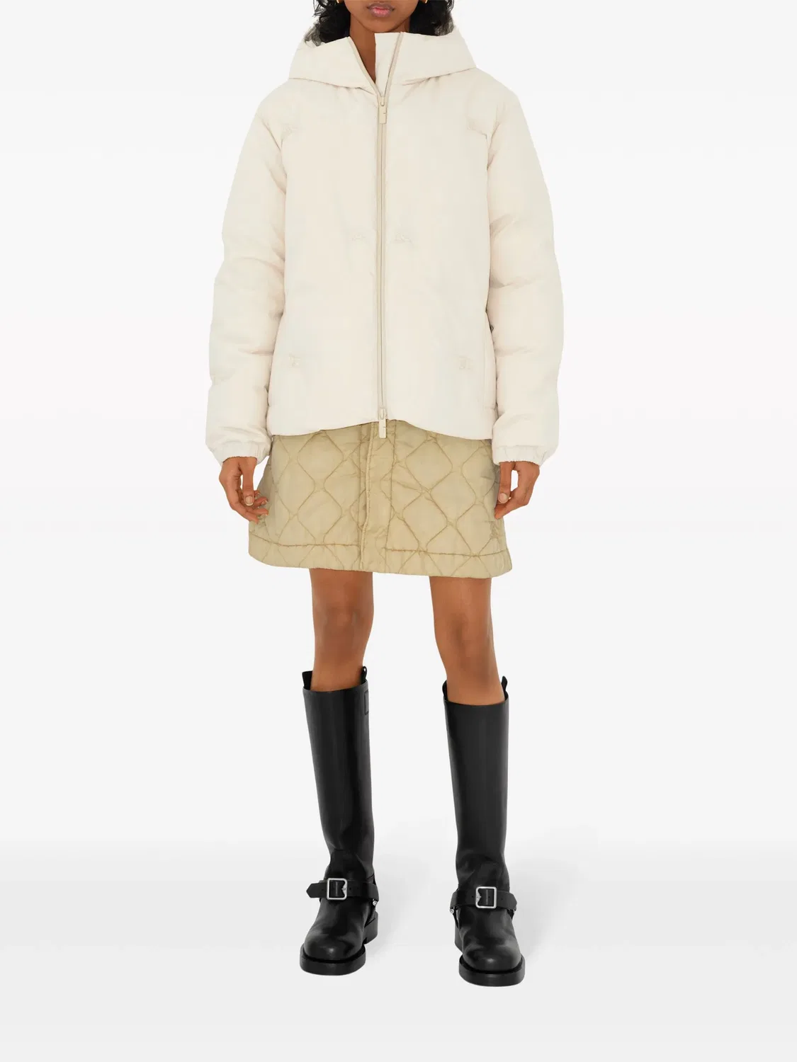 Мини-юбка из стеганой ткани Burberry, нейтральный — фото 4