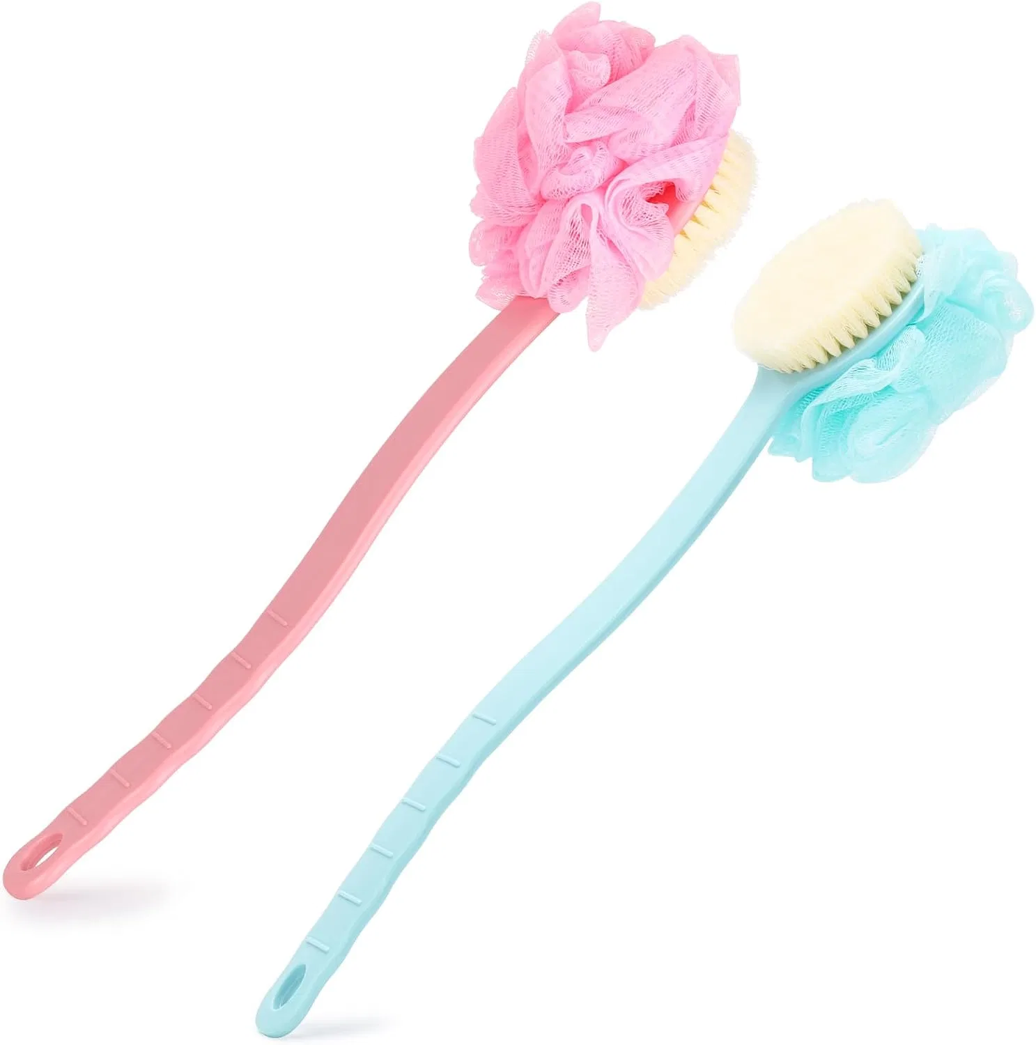 Щетка для тела 2-в-1 для спины Tbestmax, 2 шт, Blue, Pink