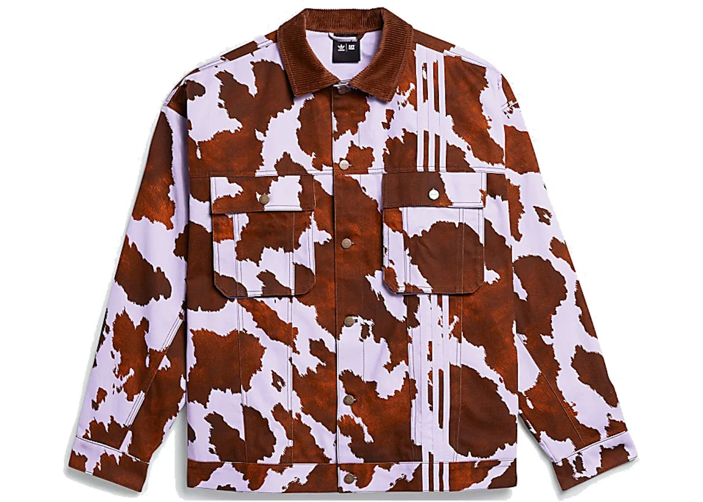 Унисекс куртка с принтом Cow-Print Jacket (All Gender) Adidas, AOP Cow Hide/Purple Glow