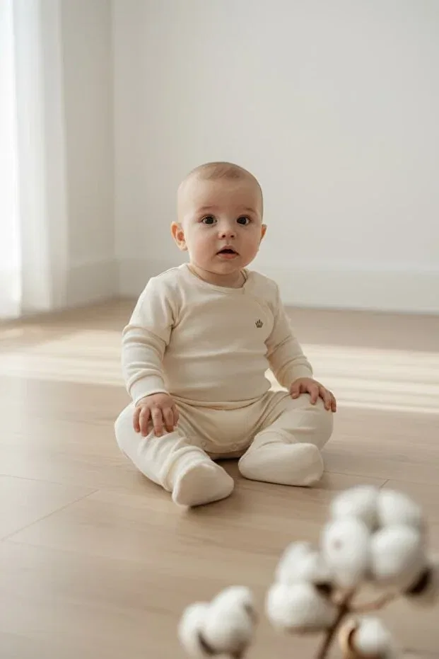 Детский комбинезон с длинным рукавом Pure Cloud Jumpsuit The Nest Kids, Ecru-White — фото 2