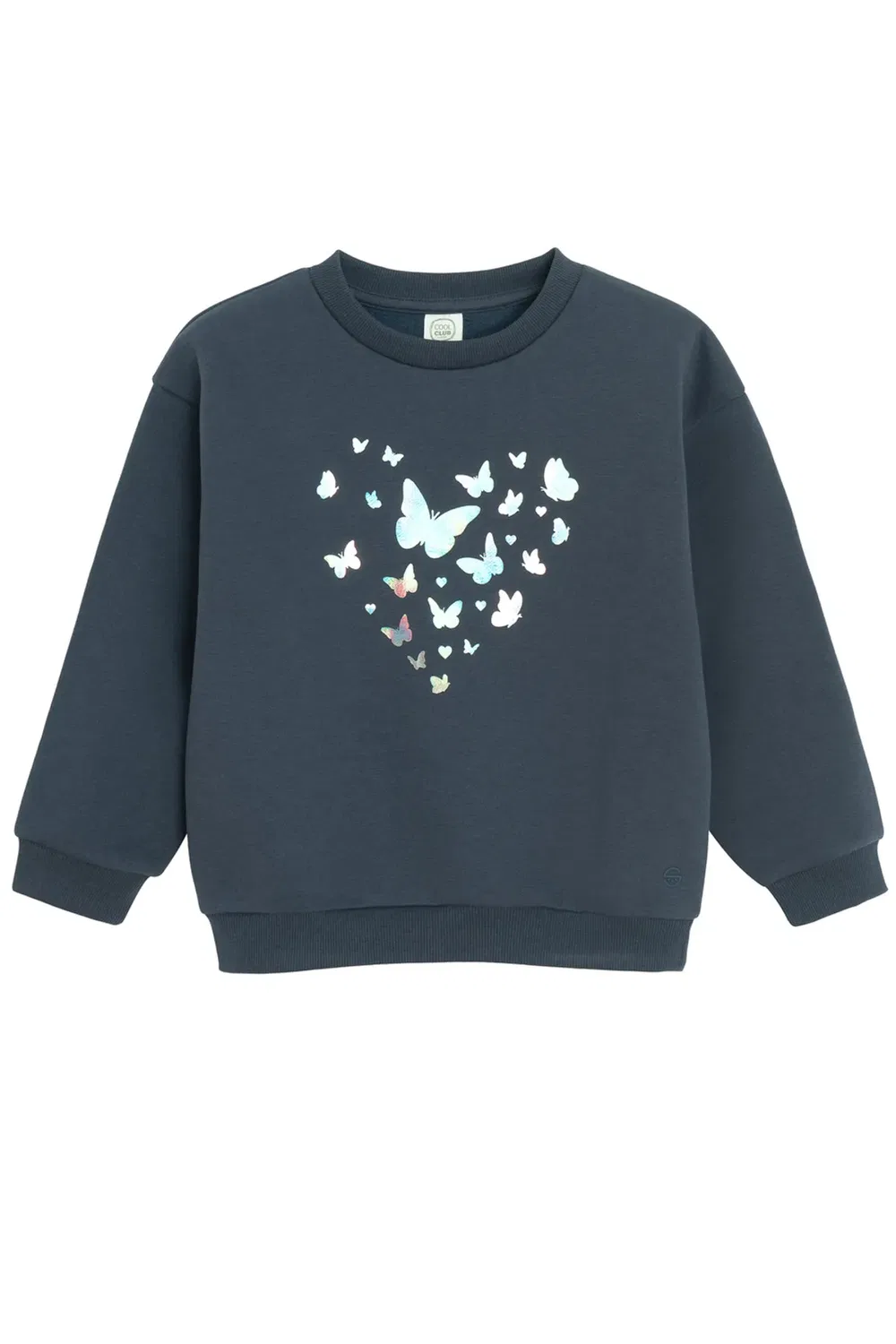Детский свитшот с принтом Butterfly Heart Cool Club, Blue