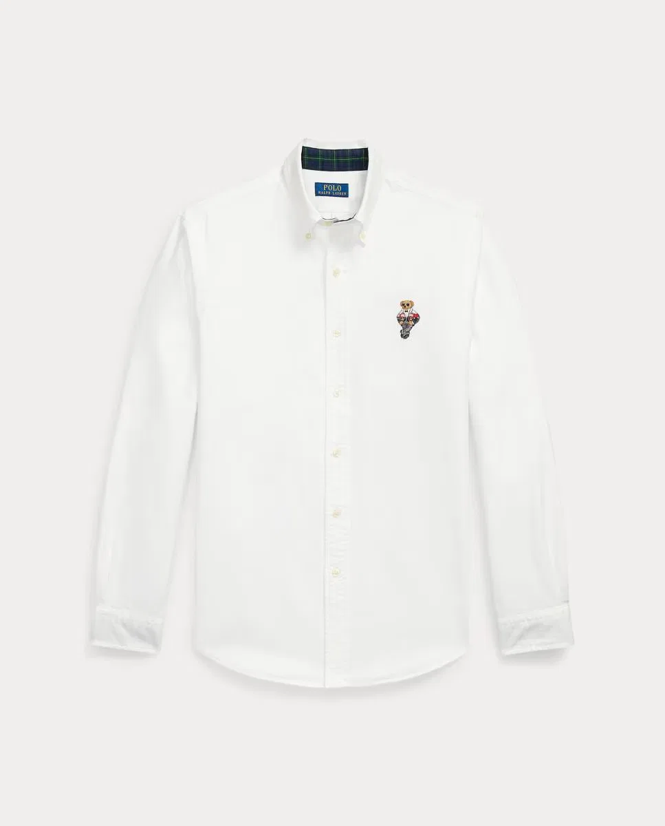 Мужская рубашка, Oxford Polo Bear Custom Fit, Polo Ralph Lauren, белый