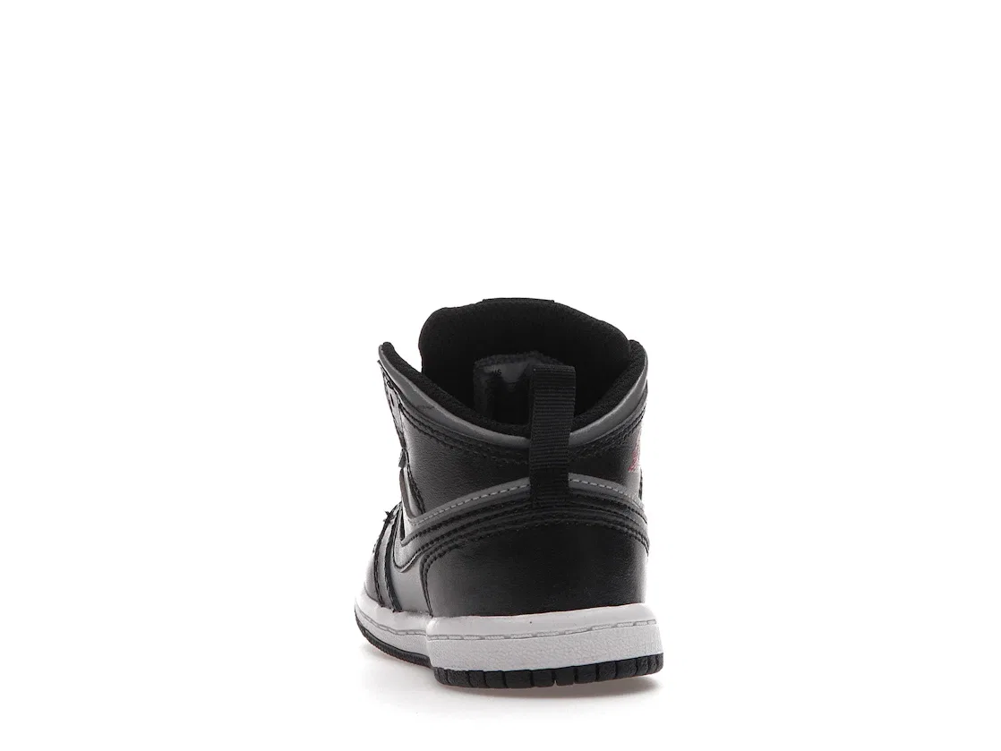 Детские кроссовки для мальчиков с принтом Jordan 1 Mid Shadow Red TD Jordan, Black/Gym Red-Particle Grey — фото 4