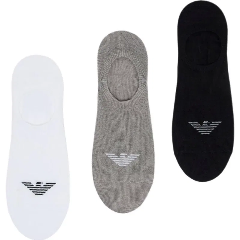 Мужские носки-невидимки 3 пары EMPORIO ARMANI, 3 Pack (White+Gray+Black)