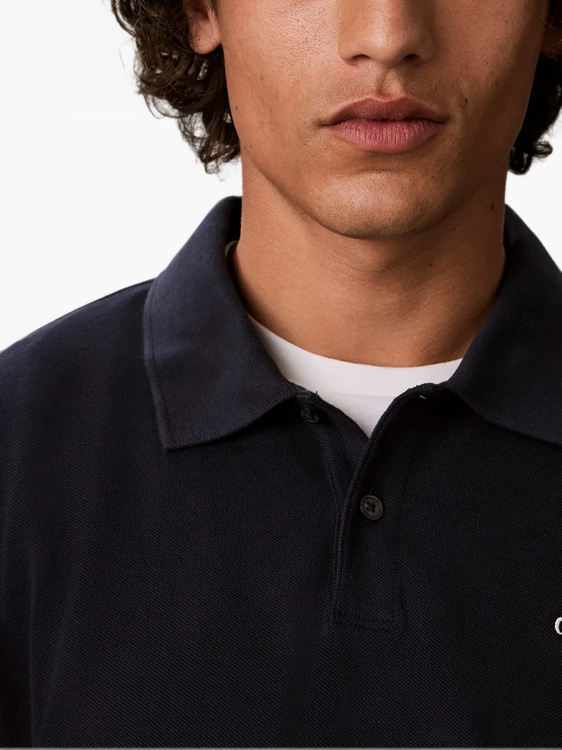 Поло с длинным рукавом синего цвета Calvin Klein, синий — фото 2