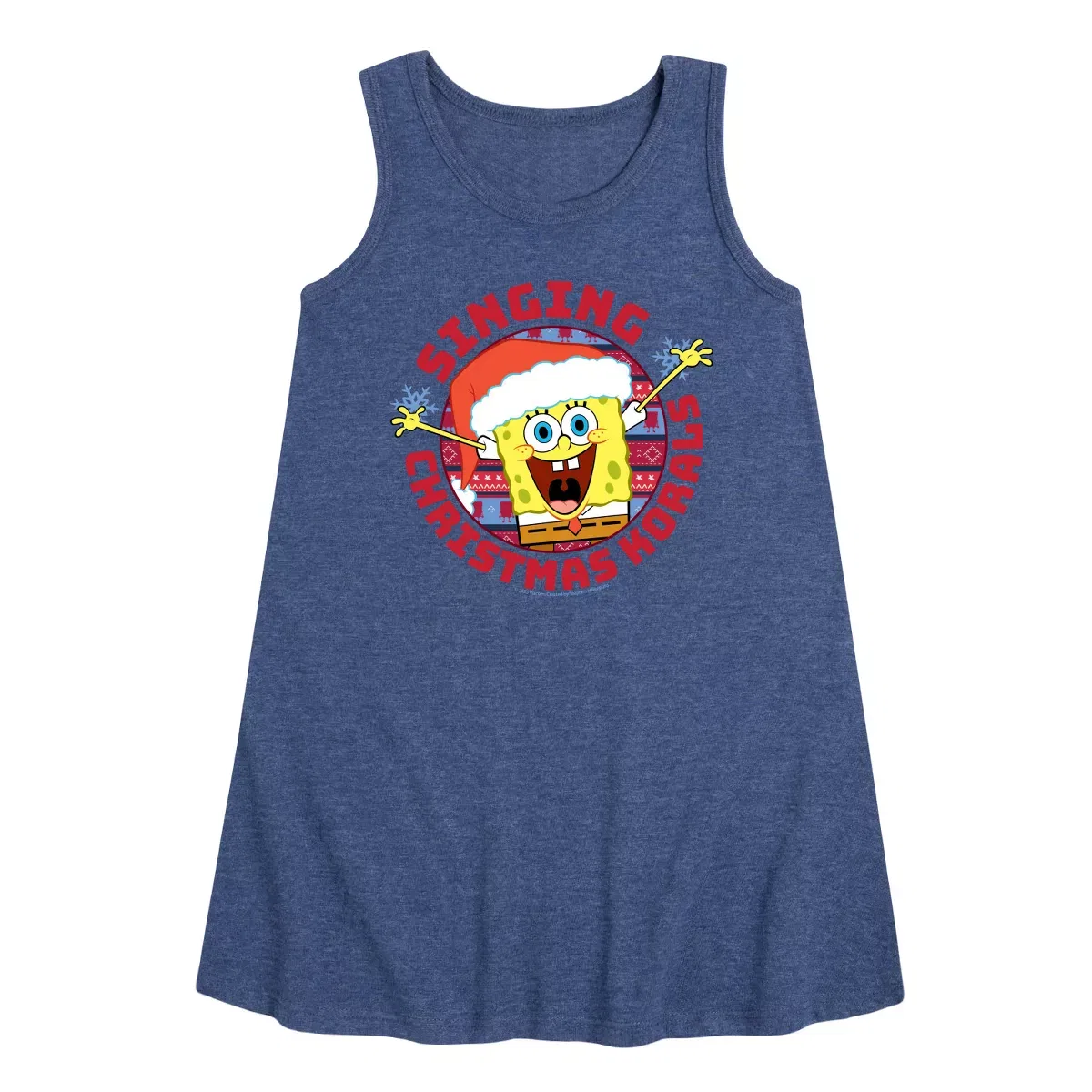 Детское платье-трапеция без рукавов SpongeBob SquarePants Singing Christmas Korals, Heather Navy