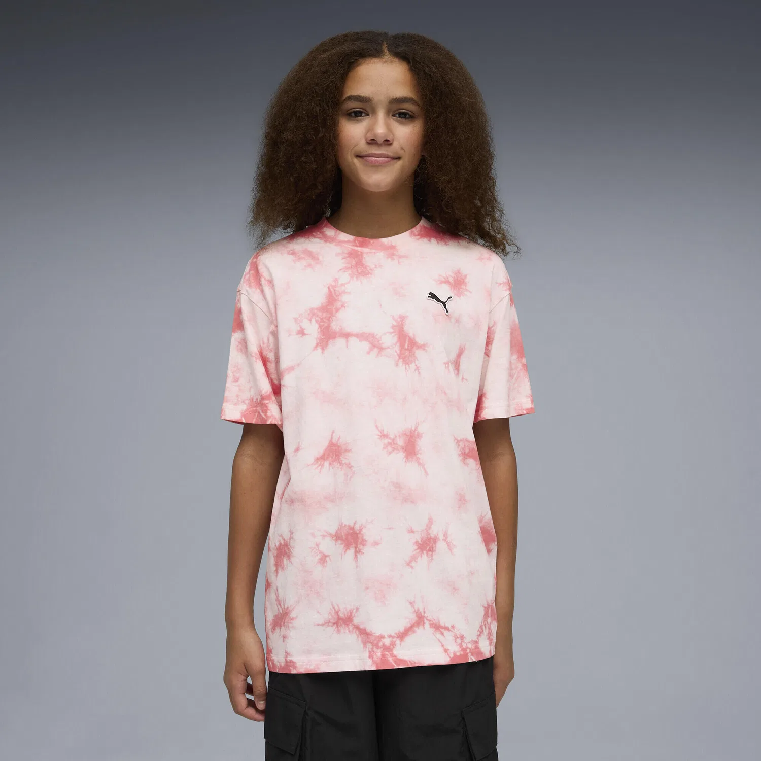 Детская футболка с принтом Tie Dye Essentials Relaxed Tie Dye Puma, Rosa Pastellrosa — фото 2