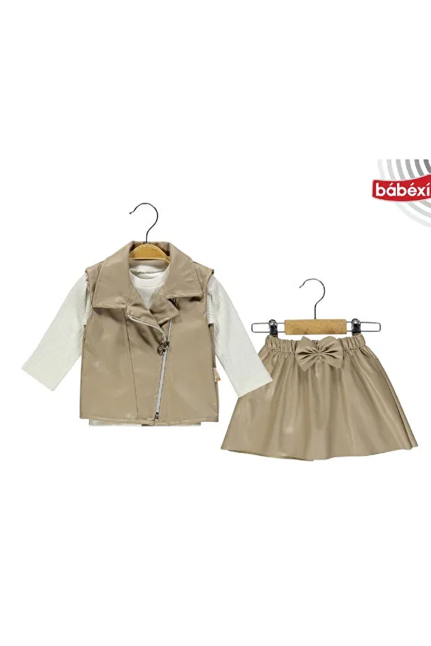 Детский костюм для девочек с жилетом и юбкой Babexi, Brown