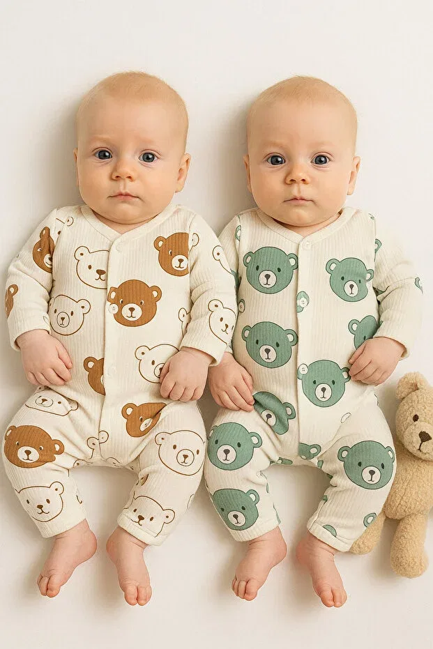 Детский комплект комбинезонов для мальчиков с принтом Teddy Bear Verona Tarz, Greencoffee