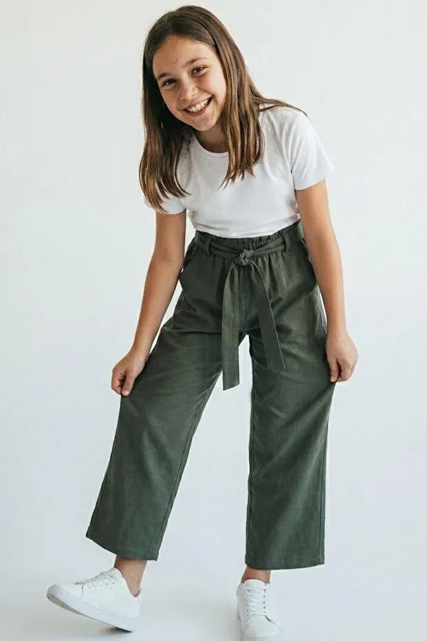 Детские брюки для девочек прямого кроя Breeze, Dark Khaki Green
