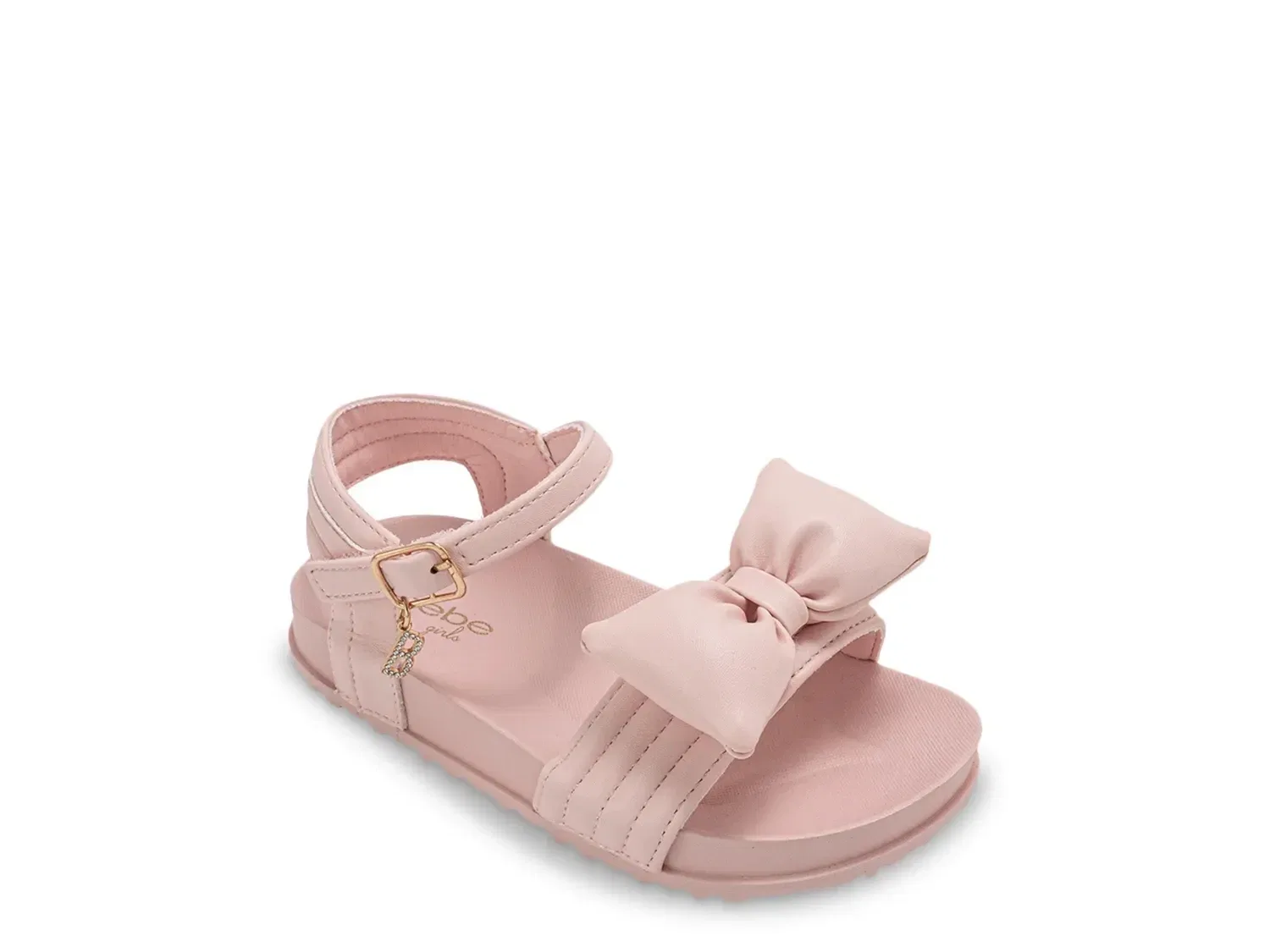 Сандалии с бантом и подвеской bebe, светло-розовые