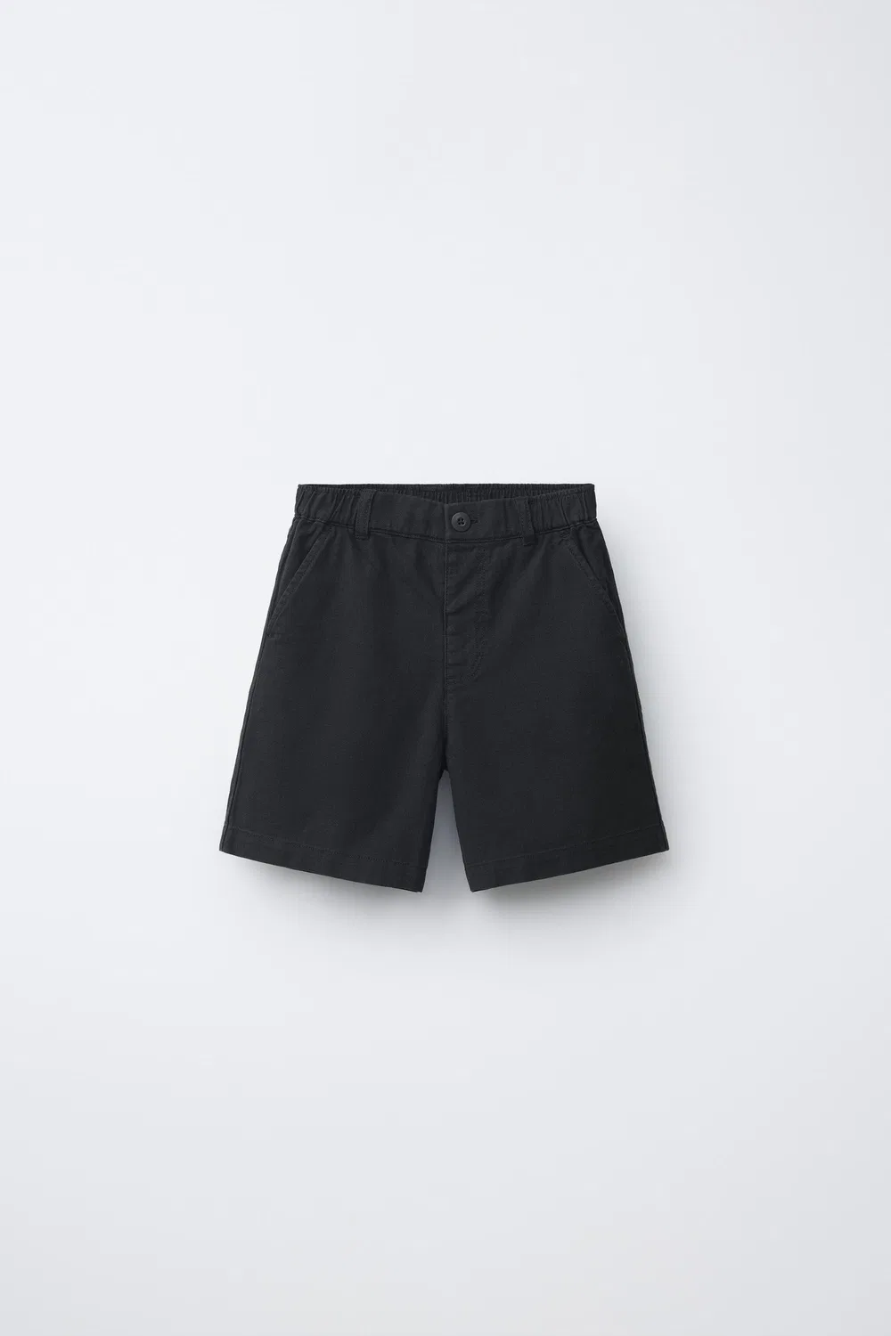 Хлопковые и льняные бермудские шорты ZARA, Black
