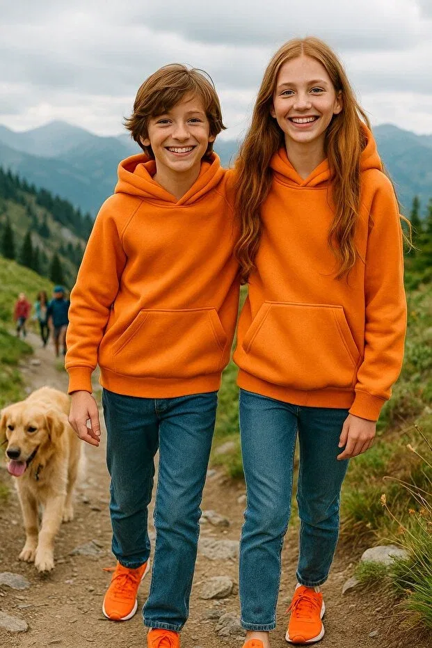 Детские свитшот для мальчиков с капюшоном оверсайз Cloise, Oranj — фото 3