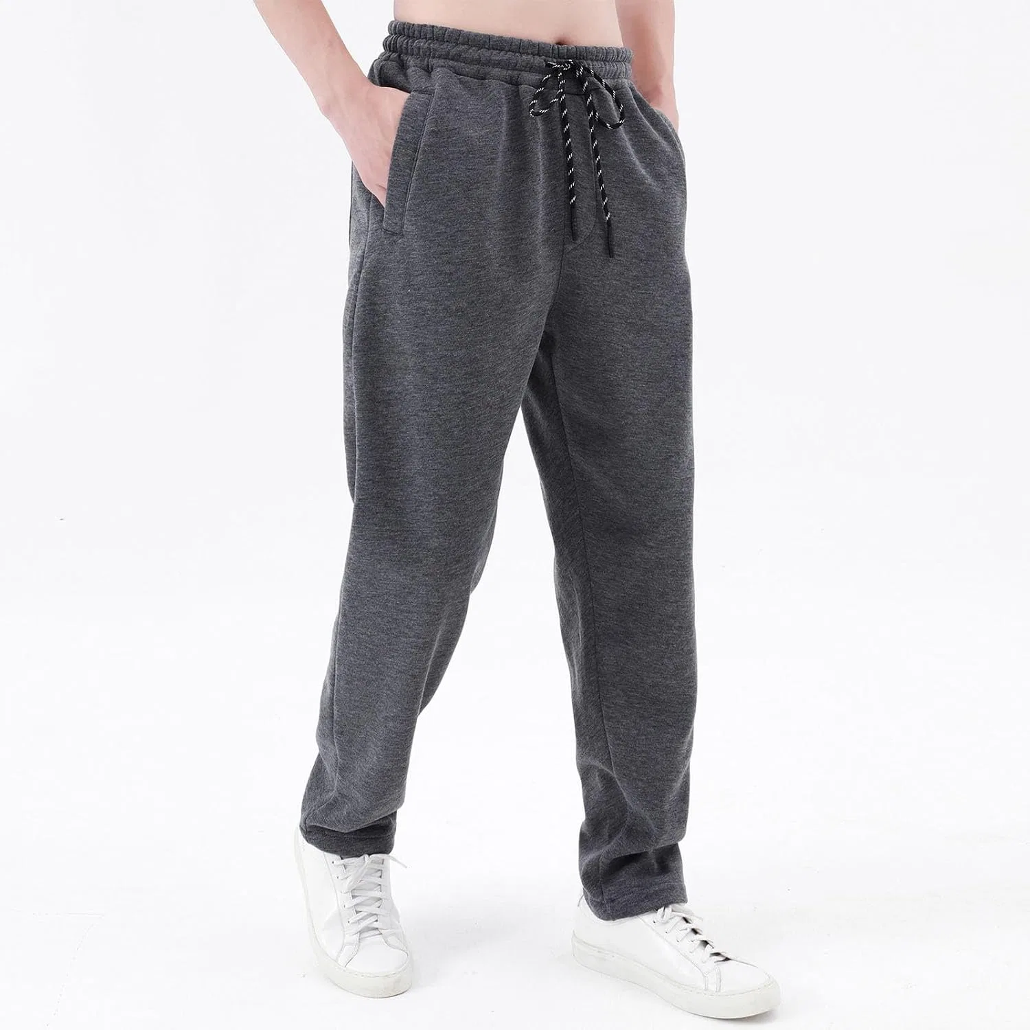Мужские утеплённые флисовые штаны с открытым низом, Tall Straight Leg, серый — фото 2