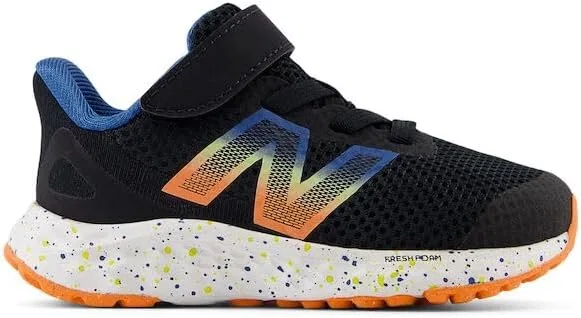 Детские кроссовки для девочек с шнурком-резинкой Fresh Foam Arishi V4 Bungee New Balance, Black/Blaze Orange/Blue Agate — фото 2