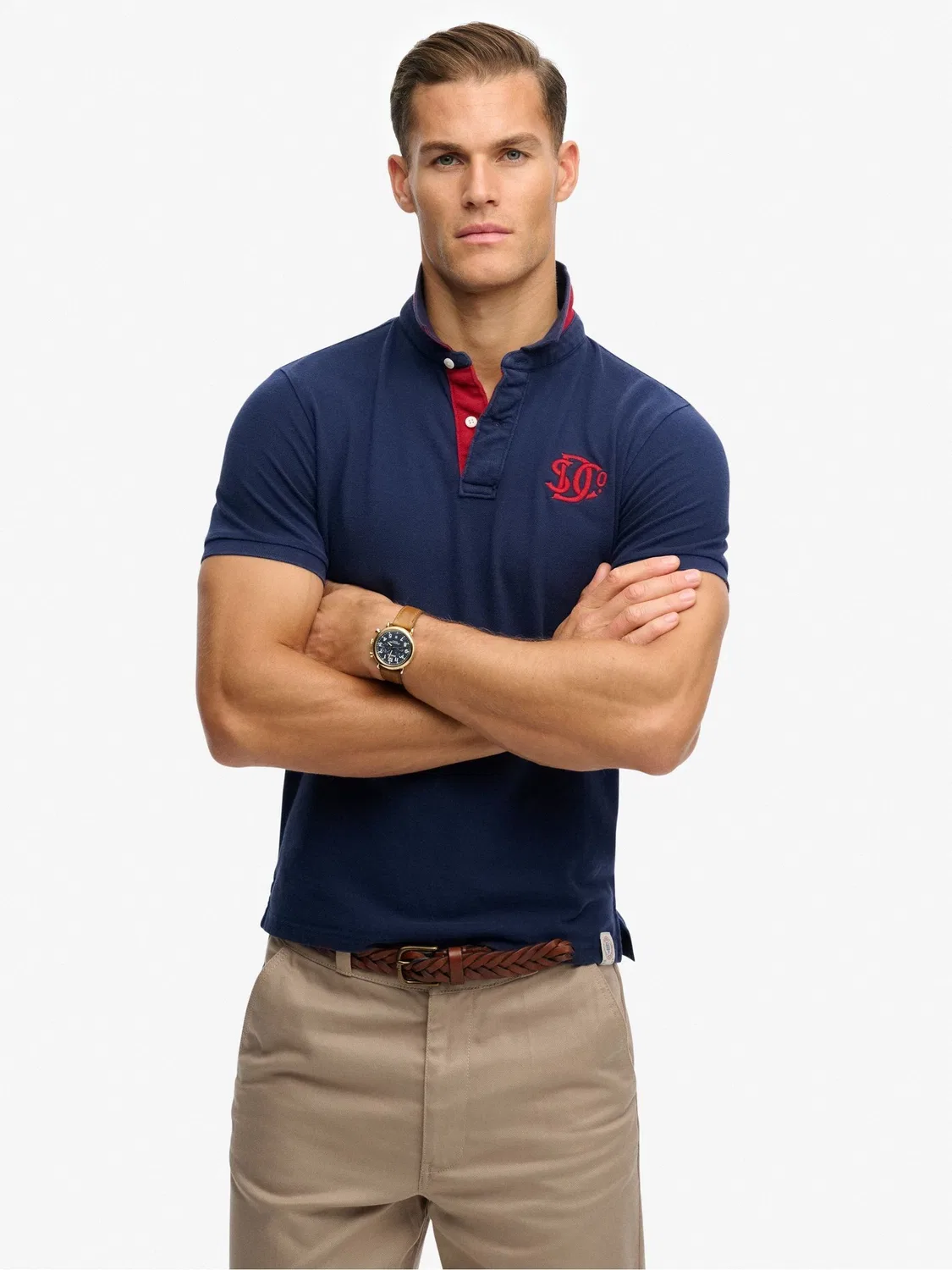 Поло Superdry Pique Monogram, синий