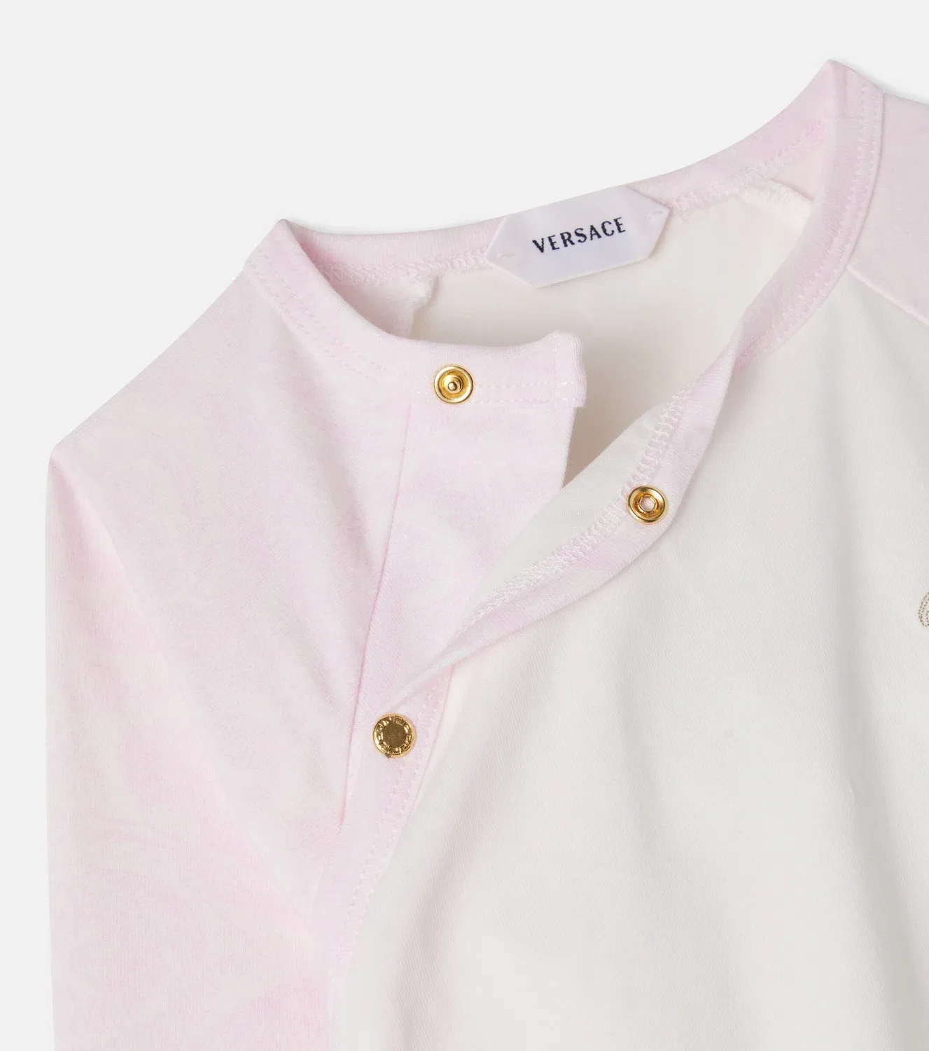 Комбинезон из смесового хлопка с вышивкой Baby Medusa Versace Kids, розовый — фото 3